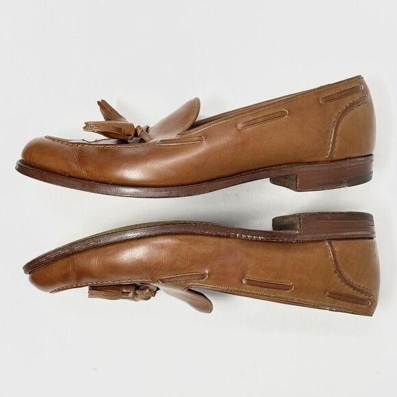 Polo Ralph Lauren x Crockett & Jones 8.5 D Light Brown Leather Tassel Loafers - Picture 4 of 11